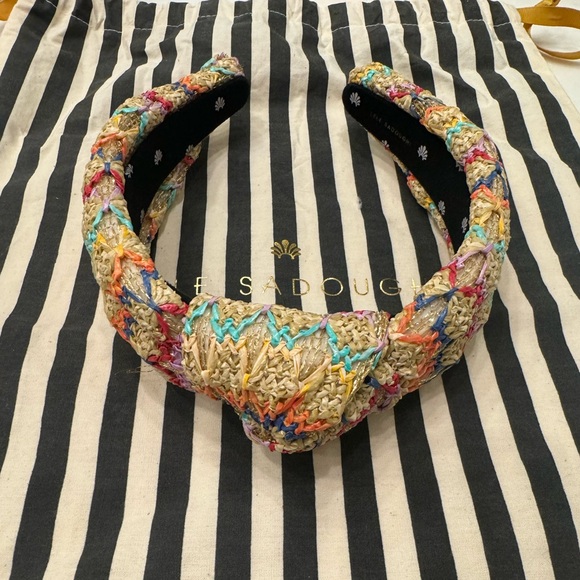 Lele Sadoughi Raffia Knotted Multi Colored Headband - Picture 1 of 2